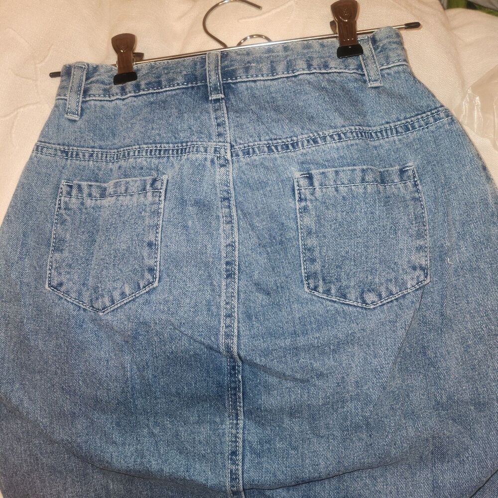 After Market x Anthropologie Asymmetrical Ruffle Denim Skirt High Low - Size XS - Picture 6 of 10